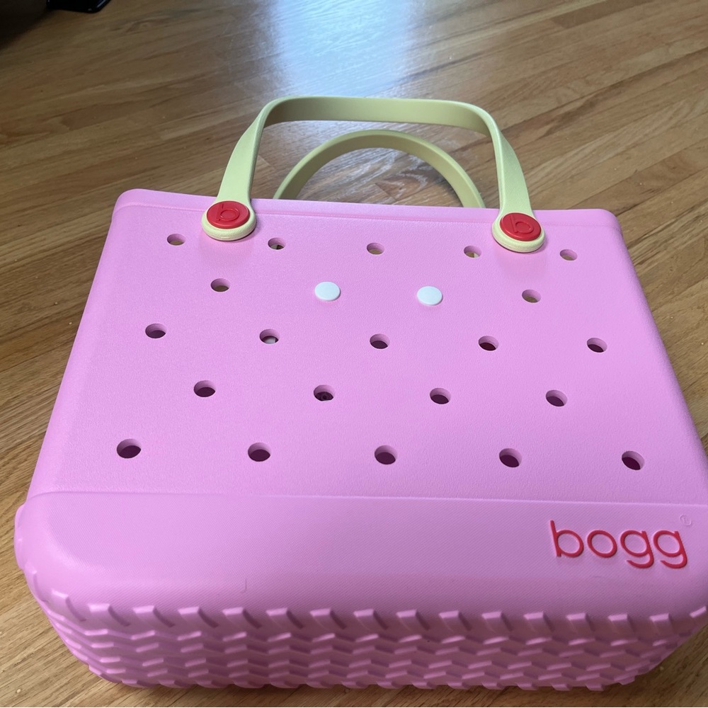 Bogg Bag Pink Tote with Yellow Handles